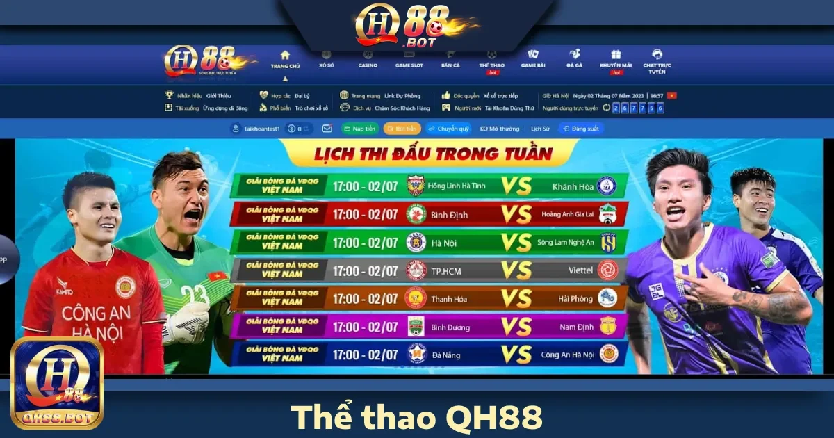 Các môn thể thao nổi bật tại QH88